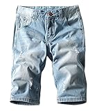NianEr Men's Big And Tall Fashion Distressed Ripped Washed Denim Shorts Jean Short