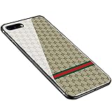 Weiduka iPhone 7 Plus Case, iPhone 8 Plus Case, TPU + Crystal Steel Tempering Glass Floral Pattern Painted Clear Style Bumper Protective Phone Case for iPhone 8 Plus/iPhone 7 Plus (Lattice Light)