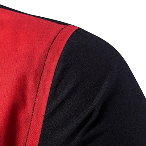 Sumen Men's Button Down Dress Shirts Patchwork Color Block Casual Long Sleeve Blouse (L, Black) - Thumbnail 4