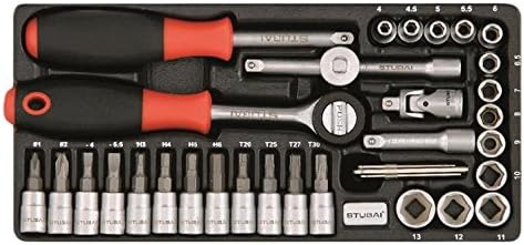 Stubai 229815 Socket Set 1/4", Silver/Black/Red