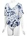 Lock and Love LL WT1116 Womens V Neck Short Sleeve Tie Dye Drape Dolman Top XXL White_Navy