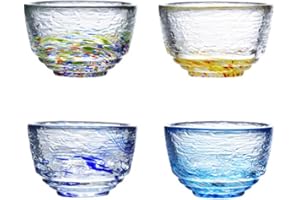 Mozacona 4pcs Glass Colorful Sake Cups Set,Small Wine Cups,Tea Cups Set