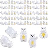 SaiDian 80Pcs Glow-in-The-Dark Mini Resin Polar Bears Cartoon Arctic Animals Winter Figurine Decorations for DIY Cake Miniature Gardens and Plant Pots