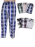 American Active Men's 3 Pack Cotton Lounge Sleep Pajama Drawstring Pants (XLarge / 40-42, 3 Pack - Assorted Brilliant Plaids)