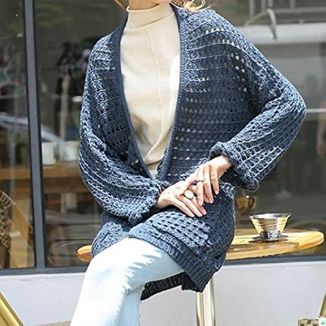 Amazon Co Jp Jiangnijpファッション ルーズバットスリーブロングニットセーター サイズ L インディゴブルー 色 Indigo Blue ホーム キッチン