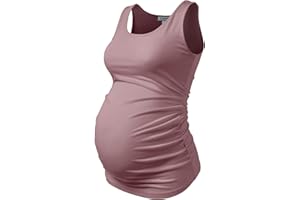 GINKANA Maternity Tank Tops Sleeveless Ruched Basic Tops Maternity Shirt Vest Mama Clothes