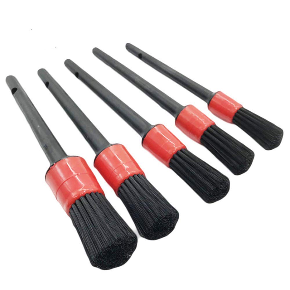 KJLM Auto Car Detailing Brush Set(Set of 5) - Automotive Detail Cleaning Brushes Set For Cleaning Wheels/Engine/Interior/Emblems/Interior/Exterior/Air Vents (5 Pack)