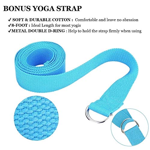 MOREFUN-2-Yoga-Blocks-and-Strap-Set-2pcs-EVA-Foam-Brick-9x6x3-and-8ft-Yoga-Resistance-Strap-to-Support-and-Deepen-Poses-Great-for-Yoga-Pilates-Workout-Fitness-Gym