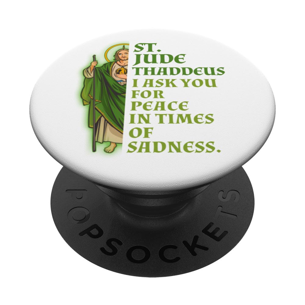 Saint Jude Thaddeus Give Me Peace In Times Of Sadness PopSockets Swappable PopGrip