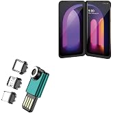 BoxWave Cable Compatible with LG V60 ThinQ 5G - MagnetoSync mini Adapter, Magnet Charging Cable USB Type-C Micro USB - Teal