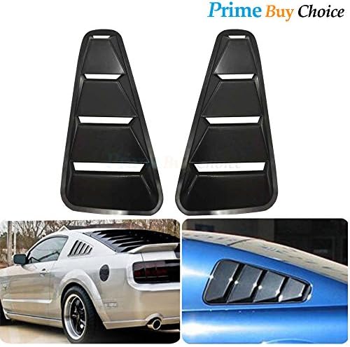 Prime Buy Choice 2pcs Black ABS Plastic Retro Style Side Quarter Window Louvers For 05-14 Ford Mustang 2-Door Coupe Only
