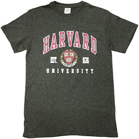 Licensed Harvard Gear Harvard University T-shirt with Crest (Small, Charcoal)