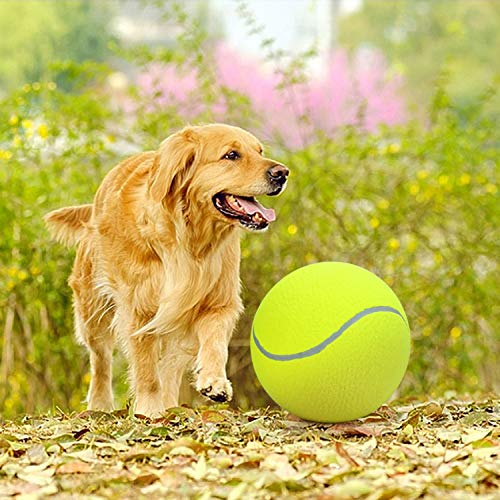 Pomeat Big Tennis Ball for Dogs 9.5" Inflatable Giant Tennis Balls Pet Chew Toy - Thumbnail 3