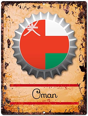 COUNTRY OMAN Flag Bottle Cap Chic Sign Rustic Vintage Retro Kitchen Bar Pub Coffee Shop Wall Decor 9"x12" Metal Plate Sign Home Store Decor Plaques