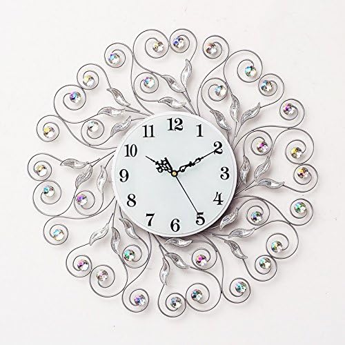 RFVBNM Classic european style home crystal Drill Simple fresh mute living room wall clock horizontal creative walls and hang clocks 5050cm
