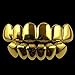 JINAO 14K Gold Plated Hip Hop Classic Teeth Grillz Top & Bottom Grillz Set Hiphop Bling Gold Grills (Gold)