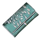 Jewelry Roll Clutch - Embroidered Chrysanthemum (Seafoam)