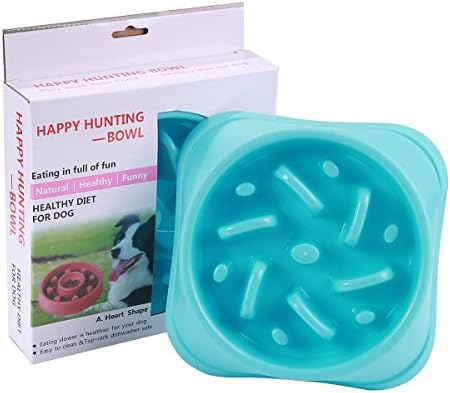 Dog bowls Slow eating fun feeder bowls interactive Bloat Stop Healthy Food Bowl with stand for small dogs(Rotate blue)