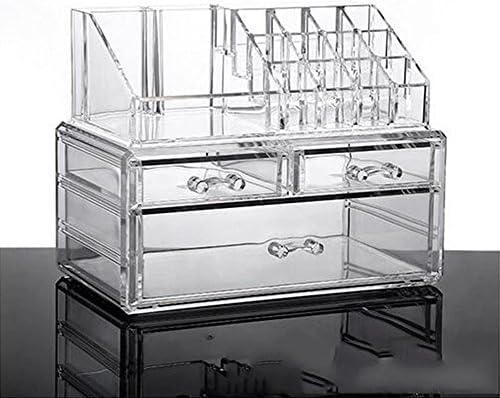 ROOYF Jewelry Display Rack Home Table Top Plastic Cosmetic Storage Box Transparent Drawer Type Jewelry Assembly