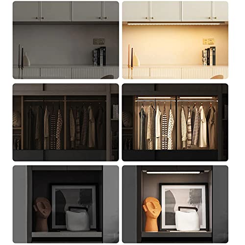 Beauenty 50cm Motion Sensor Lights, Closet Lights with 3 Color Dimmable, Wireless USB Under Cabinet Light For Kitchen Cabinet Bedroom Wardrobe Indoor Lighting
