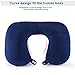 Andake Foldable Neck Pillow, Quick Inflating Deflating Comfortable Portable with Detachable Pillowcase (Gray/Blue, Mouth Blowing/Push-Button Blowing) (Mouth Blowing Blue)