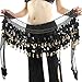 Womens Belly Dance Scarf Performance Bling Sequins Coins Hip Scarfs Black