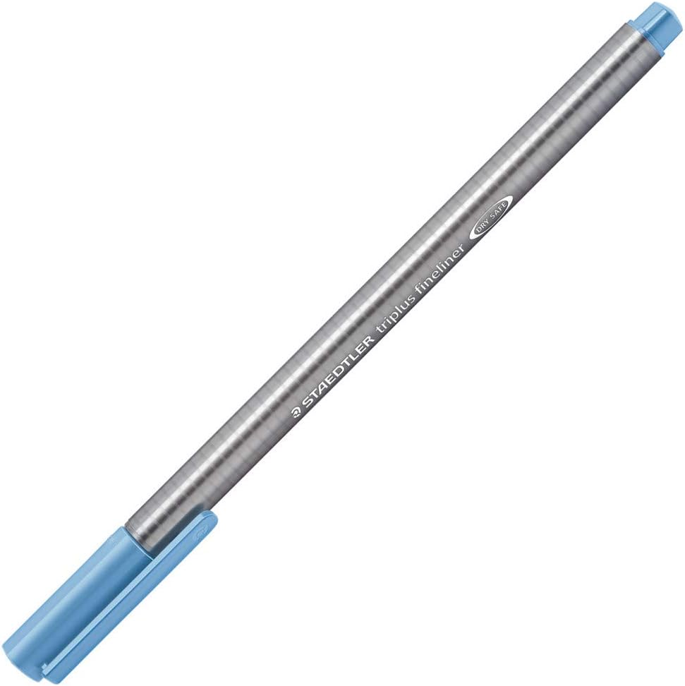 STAEDTLER Triplus 334-32 Fineliner Pens Ergonomic Triangular Shape High Quality Superfine Tip Line Width 0.3 mm Set of 10 Sky Blue