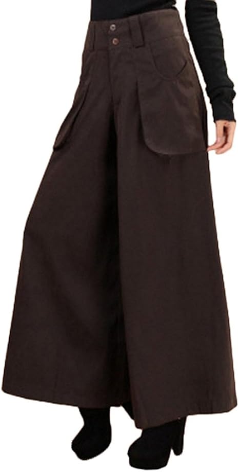 Amazon マモル レディース 秋 春 冬 スカンツ スカーチョ フレア ワイドパンツ デザイン性 スカートパンツ ロング丈 極太 スカーチョ 大きめ 3色 ロングパンツ 通販