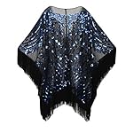 PrettyGuide Women's Evening Wrap Beaded 1920s Shawl Fringed Oversized Cover Up PrettyGuide Women's Evening Wrap Beaded 1920s Shawl Fringed Oversized Cover Up