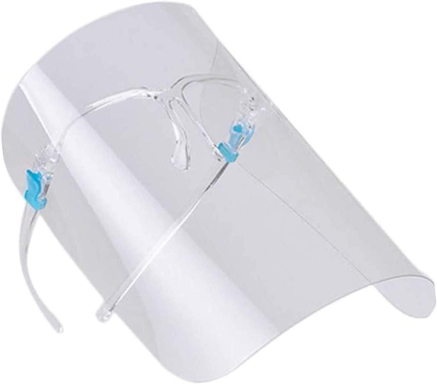 Pack of 50 Full Face Protector Shield Visor with Glasses Frame Splash Shield Comfortable Business Visors with Glasses UK Seller) Transparent Face Visor for Business and Hairdresser. Anti Fog