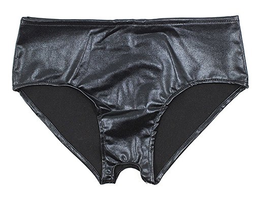 Faux Leather Open Crotch Panties Sexy Lingerie Underwear Women