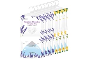 CANAGER Hanging Moisture Absorber, Fresh Scent and Lavender Vanilla Moistureproof Hanging Bag，Dehumidifier Bag (8 packs) Hanging Closet Dehumidifier Bags, Moisture Absorb 12.5 oz