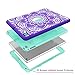 iPad Air 2 Case, iPad A1566/A1567 Case, Hocase Shock Absorbent Hybrid Dual Layer Hard Rubber Protective Case with Cute Mandala Floral Print for Apple iPad Air 2nd Generation (2014) - Purple/Teal