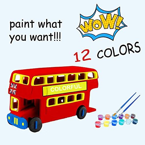 LONDON BUS 3D Wooden Puzzle for kids and adult,DIY Wooden Jigsaw Puzzle Handmade Paint Toy or Hobby Decorative Animal Model Gift
