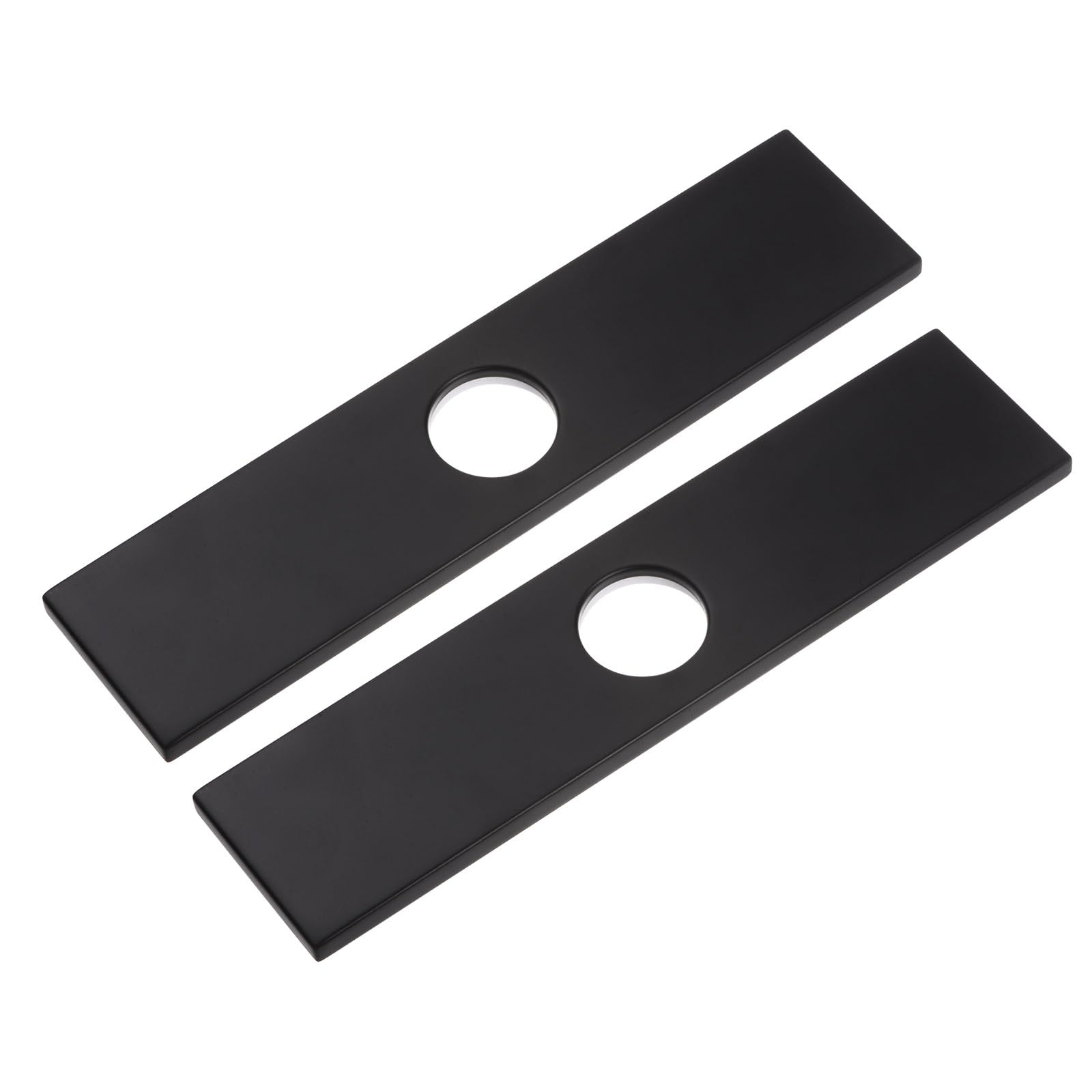 uxcell 2pcs 10 Inch Hole Cover Deck Plate Escutcheon, Stainless Steel Sink Cover Plate for Bathroom or Kitchen Sink Faucet, Rectangle(Black)