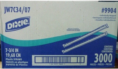 3000 Dixie Individually Paper Wrapped Straws Translucent Plastic 7-3/4