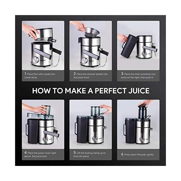 Juicer-Bagotte-Upgraded-800W-23500Rmin-MAX-Speed-Large-Juicer-Machine-85mm-Wide-Mouth-for-Whole-Fruit-and-Vegetable-Dual-Speed-Setting-Easy-to-Clean Juicer, Bagotte Upgraded 800W 23500R/min MAX Speed Large Juicer Machine, 85mm Wide Mouth for Whole Fruit and Vegetable, Dual Speed Setting, Easy to Clean