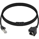 RIIEYOCA Cat6 Ethernet Patch Cable Switch On/Off RJ45 Male to Female High Speed Internet Network Cable LAN with Disconnect Switch, Black(1M/3.3Ft)