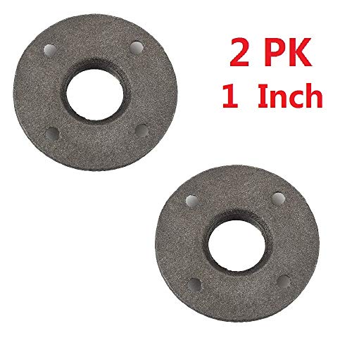 2Pk 1" Floor Flange Pipe Decor Cast Iron Black Pipe Floor Threaded Pipe Fitting Industrial Steampunk Vintage Retro Decor Furniture DIY Wall Industrial Plumbing