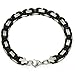 Trendsmax 8mm Stainless Steel Mens Bracelet Flat Byzantine Chain Silver Black Tone Length 7-11 inch