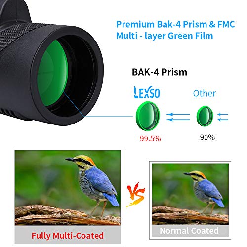 image for LEXSO Monocular Telescope,12x50 HD BAK4 Prism Waterproof High Power Mo