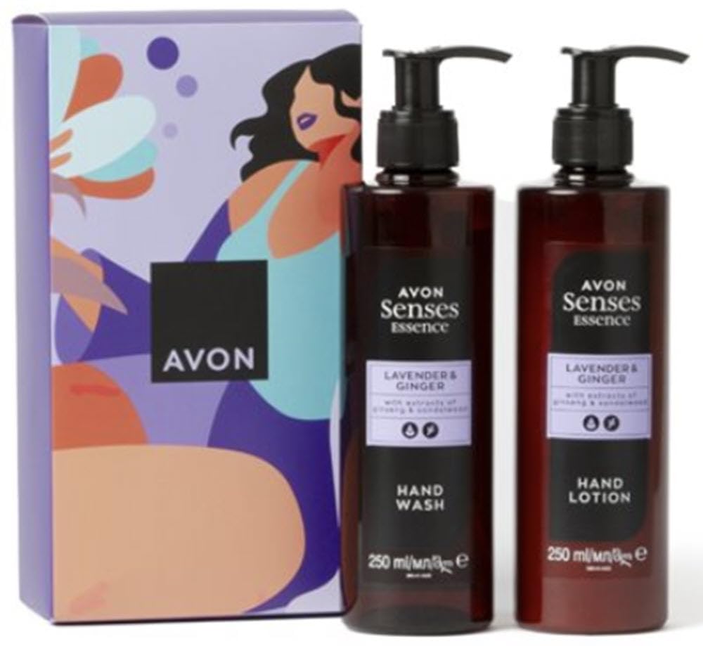 Avon Senses Essence Duo Lavender and Ginger Hand Care Set - Wash 250 ml, Lotion 250 ml Gift Boxed & Sealed