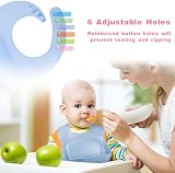 Vicloon Silicone Baby Bibs 2 Pack Waterproof Adjustable with Pocket Blue-Green view 5