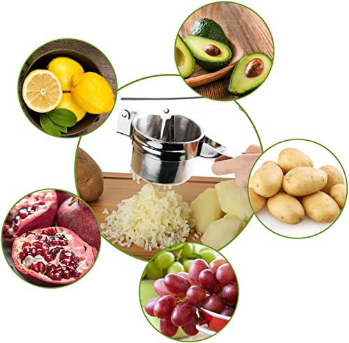 TERRIFI Potato Ricer, Stainless Steel Lemon Squeezer Manual, Garlic Press with 3 Removable and Interchangeable Discs, Masher Ricer Kitchen Tool for Fruit Potato Garlic Vegetable Cheese