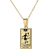 HETICA Tarot Card Necklace Collection Vintage Blessings Good Luck Amulet Tarot Pendant Necklace Jewelry Gift for Women Men