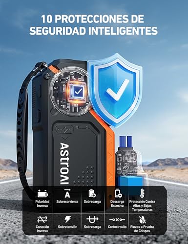 AstroAI Arrancador de Batería de Auto 8000A Compresor de Aire 150PSI, Jump Starter Cargador de Batería de Auto 12V(Todo Gasolina/8.0L Diésel) con Inflador de Llantas para Carro, SUV y Moto