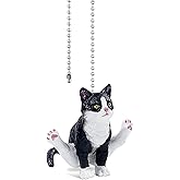 Dotlite Cat Ceiling Fan Pull Chain,Cute Realistic Gym Cat Fan String Pulls Charm Extension Decorative,12in 3mm Diameter Beaded Fan Light Pull Chains Extender Ornaments with Connector for Kids Room