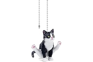 Dotlite Cat Ceiling Fan Pull Chain,Cute Realistic Gym Cat Fan String Pulls Charm Extension Decorative,12in 3mm Diameter Beaded Fan Light Pull Chains Extender Ornaments with Connector for Kids Room