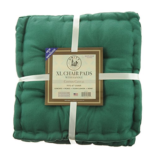 White Dove Chair Pads - Cotton Canvas - Value 4 Pack - Fits 16" Chair - XL Futon - Classic Design, by Unity (Green)