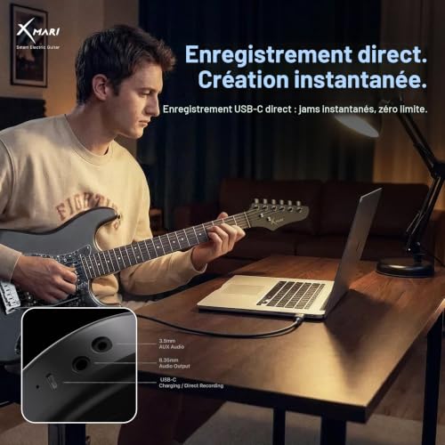 Enya XMARI Smart Electric Guitar with Built-in DSP Effects, 4 Presets, USB-C OTG Recording, Headphone Output, Custom Ceramic Pickups, Carbon Fiber Body, with Bag